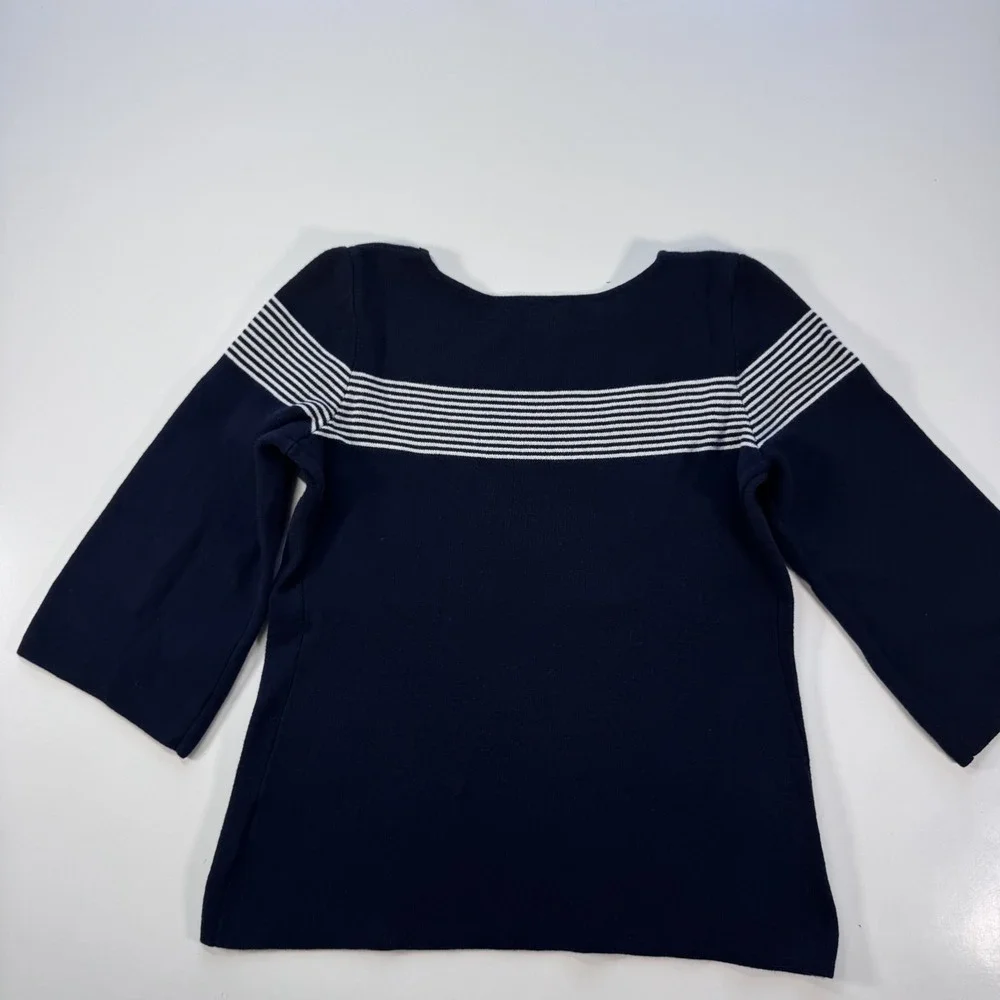 GAP Boatneck Nautical Bib Striped Sweater Womens Small Indigo Blue‎ Knit